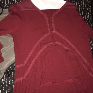 maroon long sleeve blouse